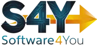 Logo of 'Software4You' featuring the abbreviation 'S4Y' in large, stylized letters with a circuit board pattern. The number '4' is highlighted in bright yellow, and the word 'Software4You' is written beneath in a smaller, sleek font. A yellow arrow extends to the right from the 'Y', symbolizing forward movement.